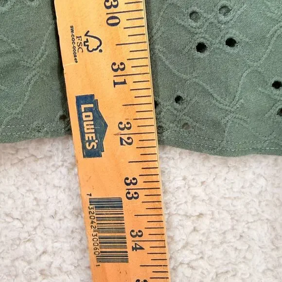 Hollister Eyelet Mini Dress Green XS Square Neck Ruffled Shoulder Straps Summer - Picture 7 of 10